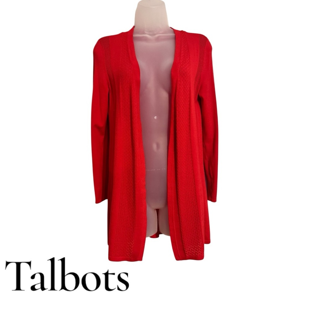 Talbot's Vibrant Red Open-Front Lightweight Cardigan XSMALL #1 - Picture 1 of 8